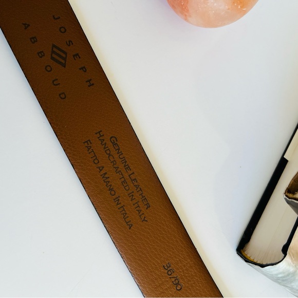 JOSEPH ABBOUD Belt Genuine Leather Gunmetal Buckle Handcrafted In Italy - Picture 2 of 15